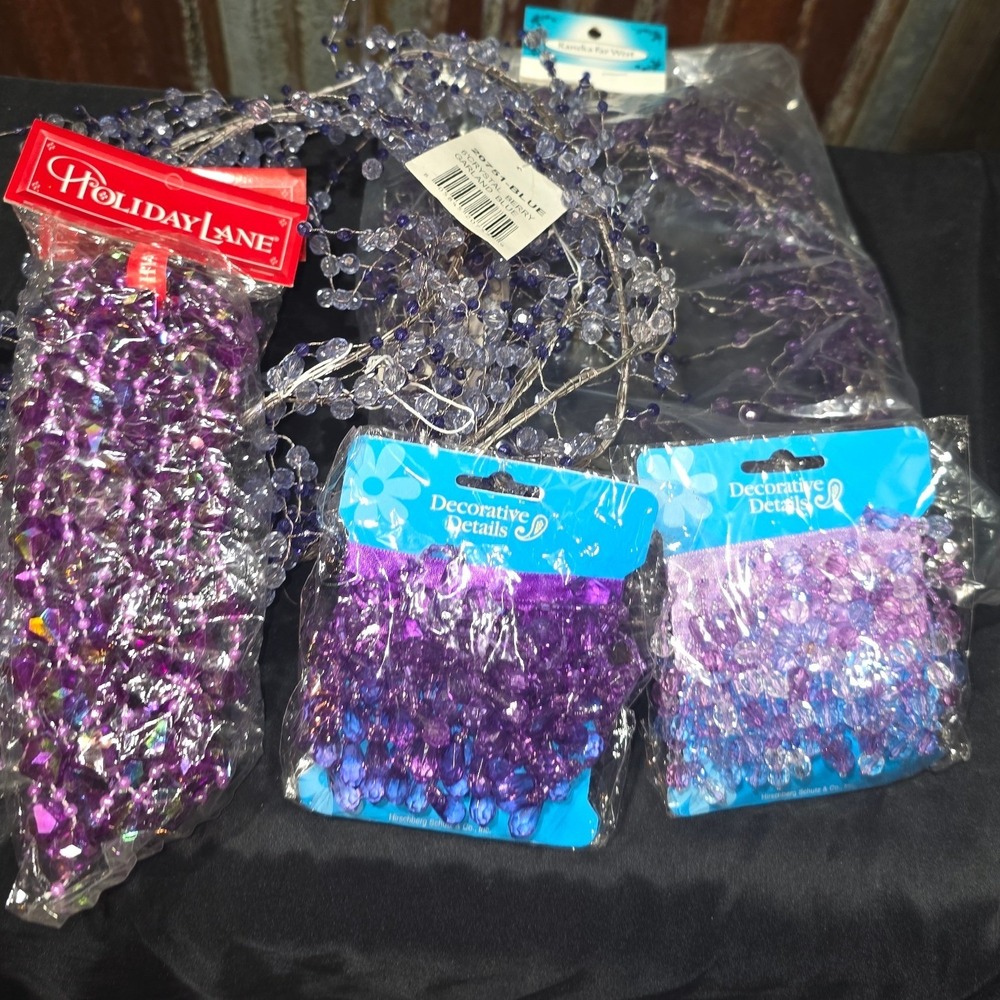 Holiday Lane Garland Purple Blue Crystal Berry Beaded Trim Lot